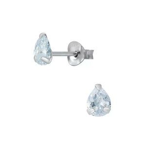 White Halo Silver Stud Earrings